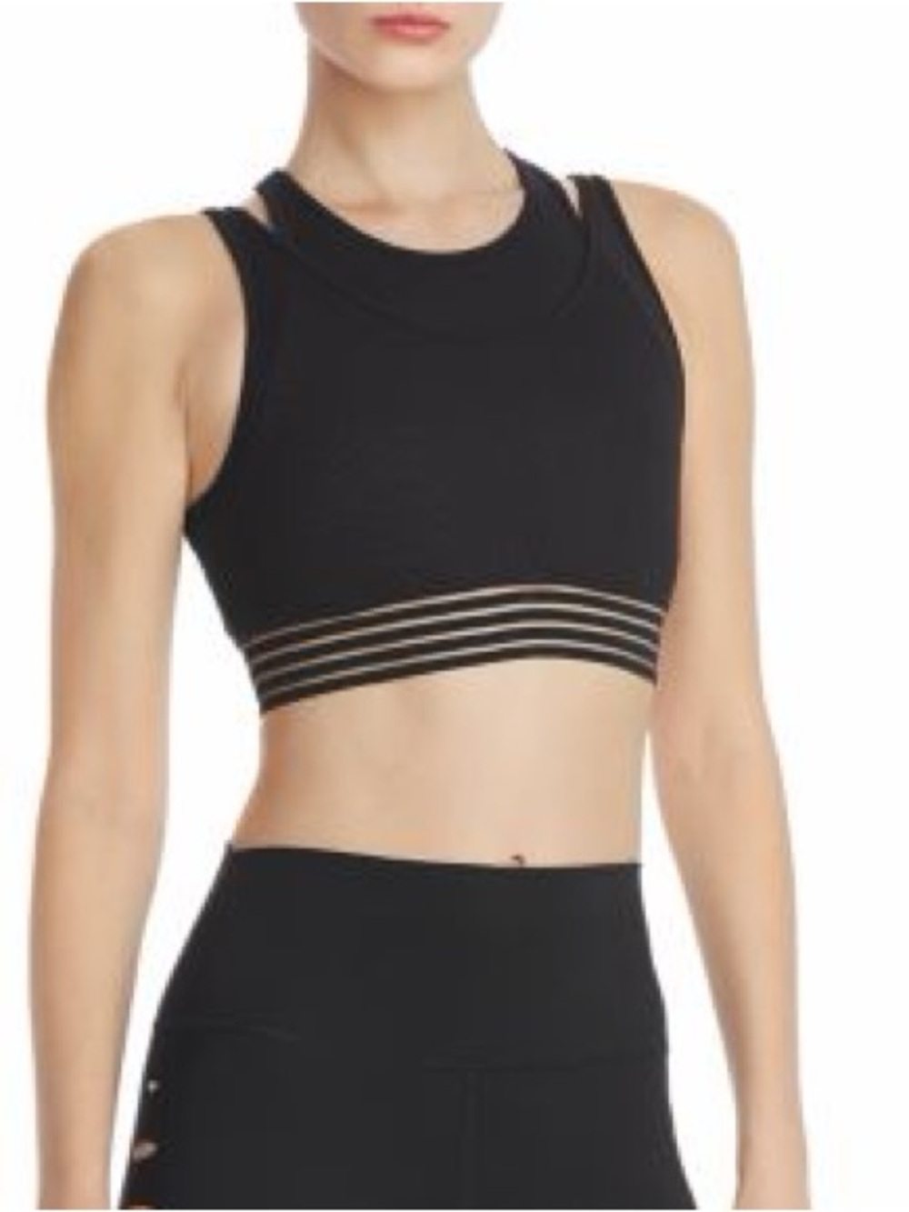 Alo Yoga Gaze Layered Racerback Bra S Black